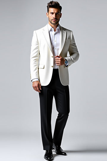 Lapela Branco Notched 2 Peças Fato Homem